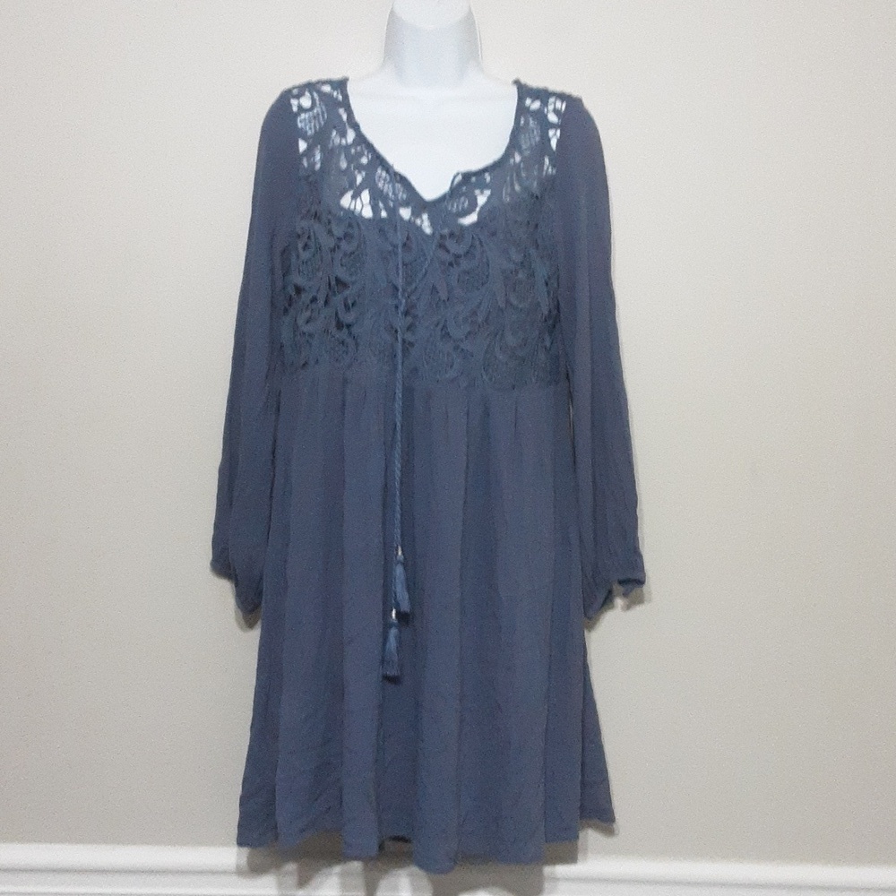 Jodifl mini dress women M Babydoll embroidery pull on gauzy office casual Y2k